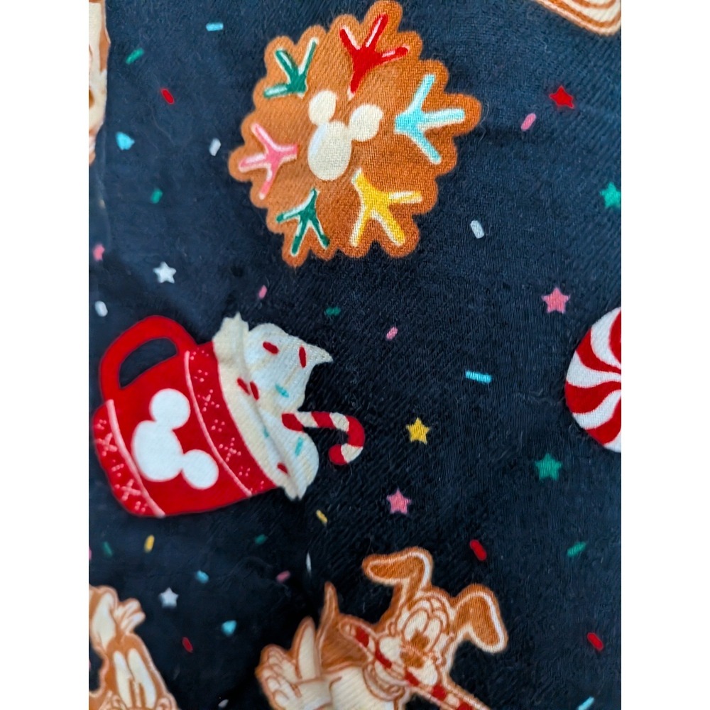 Disney Mickey Minnie Pluto Gingerbread Christmas Pajama Pants Navy Blue Flannel - Picture 7 of 16